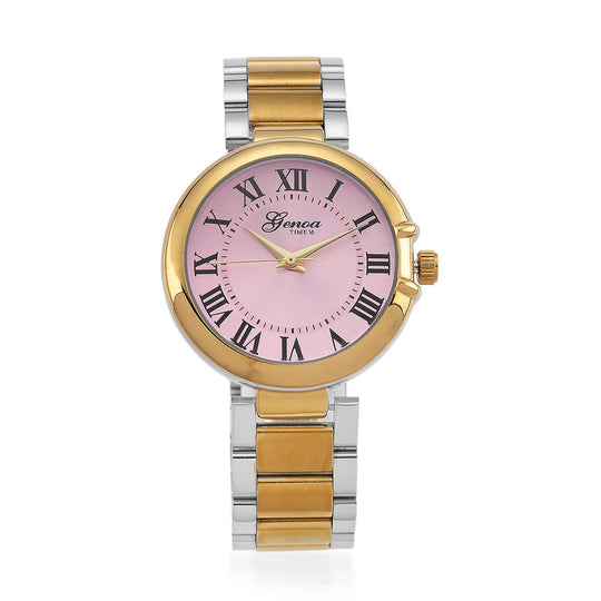 GENOA - Uhr mit Automatikwerk Dandong und Zifferblatt in Rosérosa, luxuriöses Design, bicolor