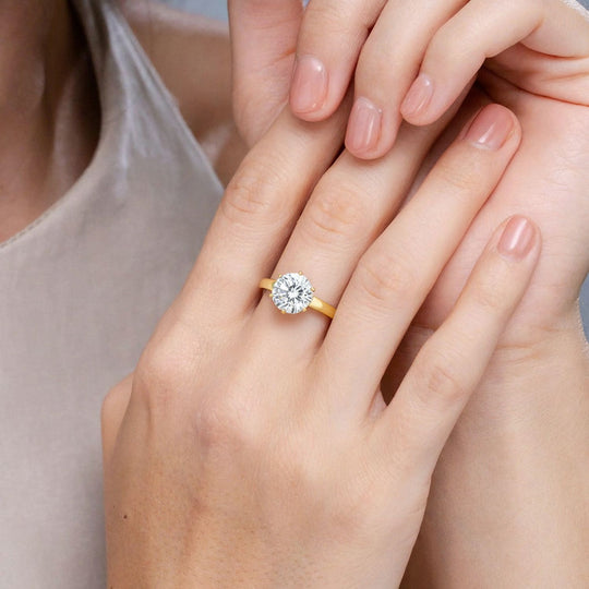 161 Facettiert Moissanit Ring 585 Gold (Größe 21.00) ca. 4,05 ct