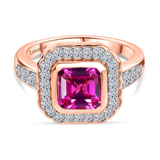 AAA Lab Grown Rosa Saphir, Lab Grown Diamant Ring 925 Silber 750 Roségold Vermeil (Größe 17.00) ca. 2.69 ct