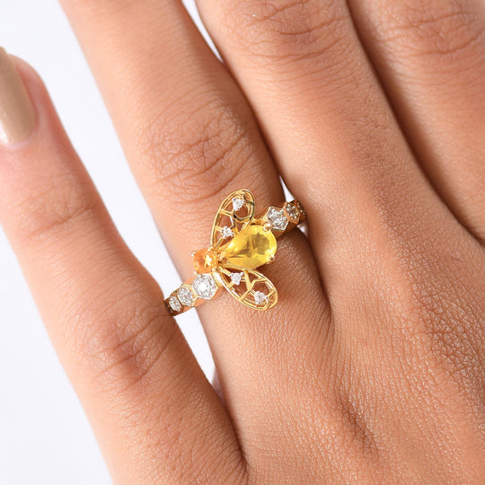GP Trionfo Kollektion - Kanarischer Opal, Feueropal Ring 925 Silber 750 Gelbgold Vermeil (Größe 19.00) ca. 0.68 ct