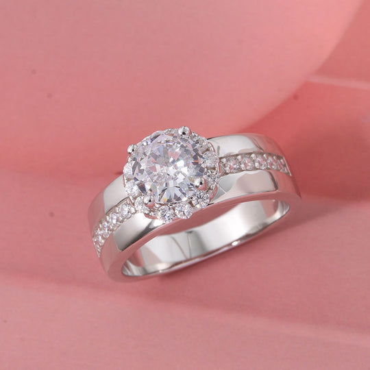 LUSTRO STELLA - Weißer Zirkonia Ring 925 Silber rhodiniert (Größe 18.00)