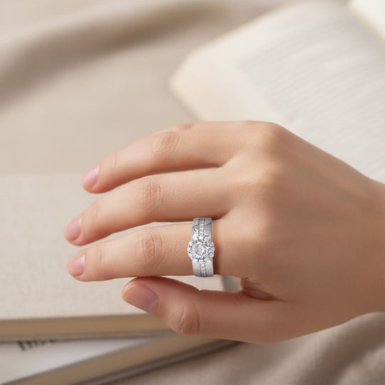 LUSTRO STELLA - Weißer Zirkonia Ring 925 Silber rhodiniert (Größe 18.00)