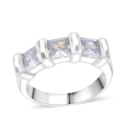 LUSTRO STELLA - Weißer Zirkonia Ring 925 Silber rhodiniert (Größe 21.00)