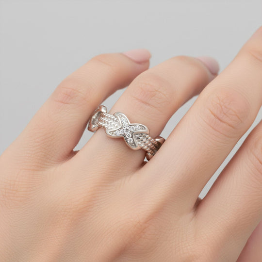 Lustro Stella Weißer Zirkonia Ring 925 Silber XO Band rhodiniert (Größe 21.00)