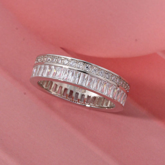 LUSTRO STELLA - Weißer Zirkonia Ring, 925 Silber rhodiniert (Größe 18.00)