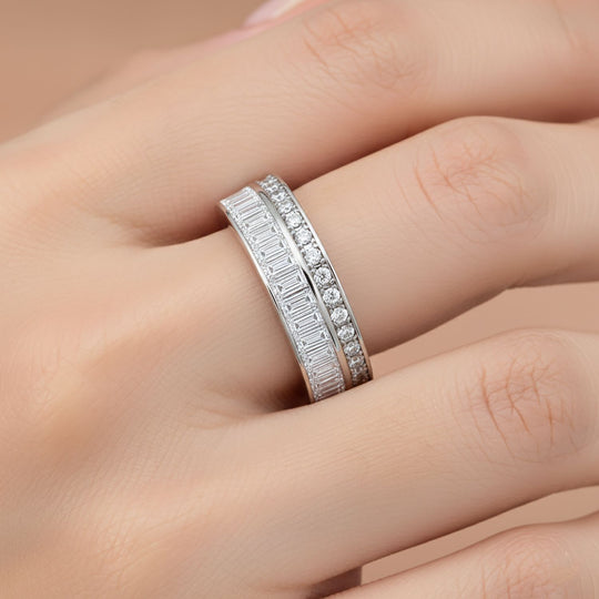 LUSTRO STELLA - Weißer Zirkonia Ring, 925 Silber rhodiniert (Größe 18.00)