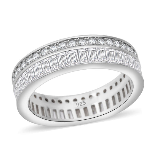 LUSTRO STELLA - Weißer Zirkonia Ring, 925 Silber rhodiniert (Größe 18.00)