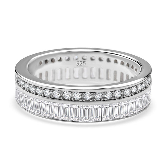 LUSTRO STELLA - Weißer Zirkonia Ring, 925 Silber rhodiniert (Größe 18.00)
