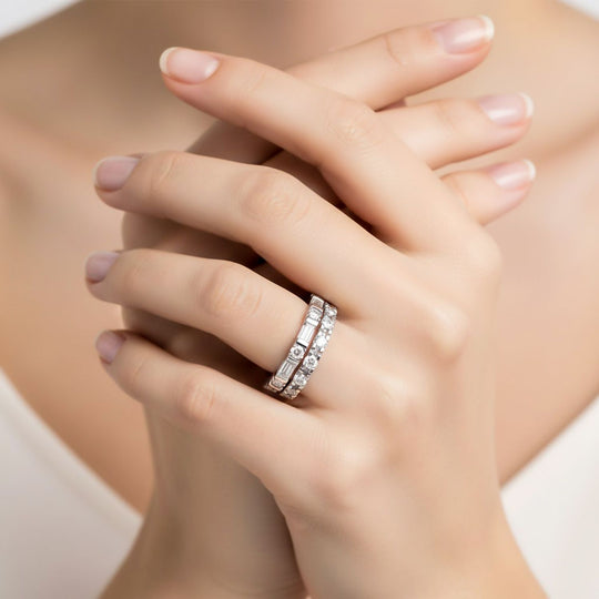 2er Set- Lustro Stella Weißer Zirkonia Ring 925 Silber rhodiniert (Größe 20.00)