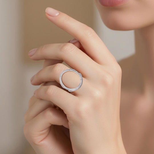 LUSTRO STELLA - Weißer Zirkonia Ring 925 Silber rhodiniert (Größe 19.00)