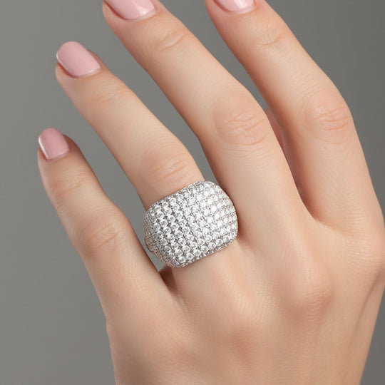 LUSTRO STELLA - Weißer Zirkonia Ring 925 Silber rhodiniert (Größe 18.00)