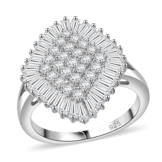 LUSTRO STELLA - Weißer Zirkonia Ring 925 Silber rhodiniert (Größe 21.00)