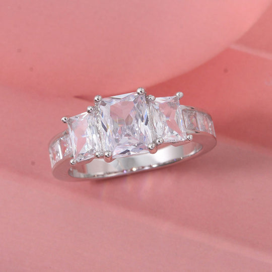 LUSTRO STELLA - Weißer Zirkonia Ring 925 Silber rhodiniert (Größe 18.00)