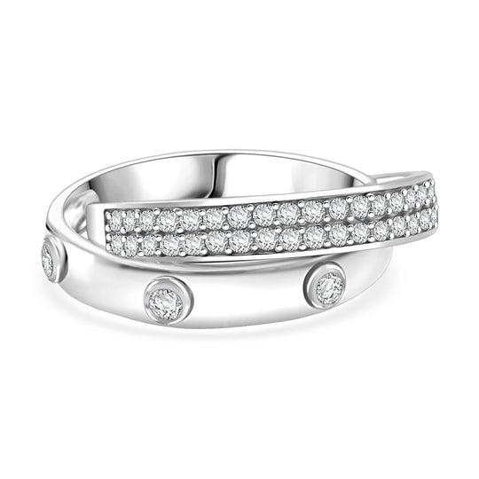 Lustro Stella Weißer Zirkonia Ring 925 Silber rhodiniert (Größe 17.00)