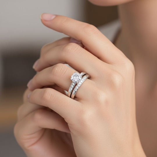 2er Set- Lustro Stella Weißer Zirkonia Ring 925 Silber rhodiniert, (Größe 17.00)