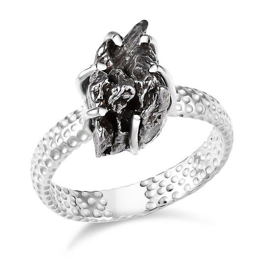 D'Joy Muonionalusta Meteorit Ring, 925 Silber rhodiniert (Größe 22.00) ca. 20.05 ct
