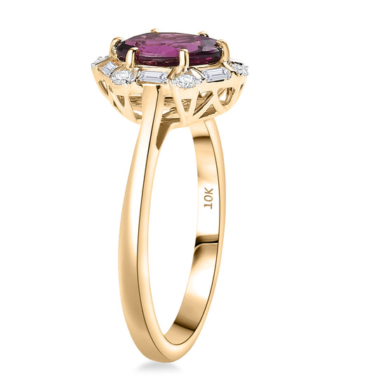 LUXURIANT (10-16 Werktage Lieferzeit) 1,66 ct. AAA Radiant Ember Granat und Labor Diamant Ring in 417 Gold