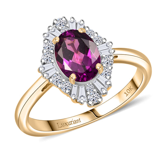 LUXURIANT (10-16 Werktage Lieferzeit) 1,97 ct. AAA Radiant Ember Granat und Labor Diamant Ring in 417 Gold
