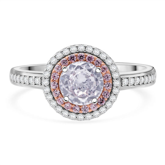 LUSTRO STELLA - Weißer Zirkonia, Rosa Zirkonia Ring 925 Silber rhodiniert (Größe 20.00)