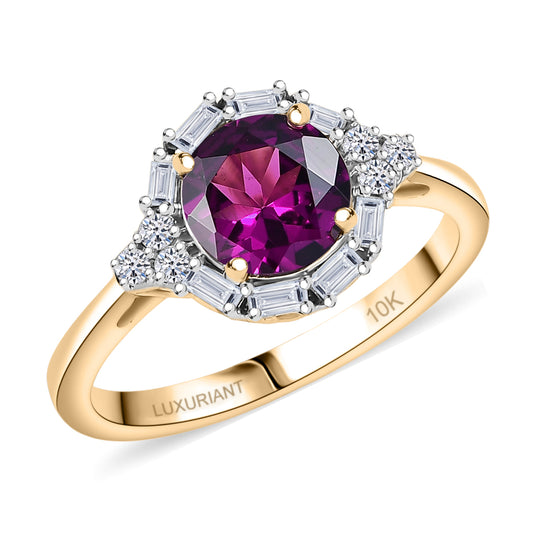 LUXURIANT (10-16 Werktage Lieferzeit) 1,54 ct. AAA Radiant Ember Granat und Labor Diamant Ring in 417 Gold