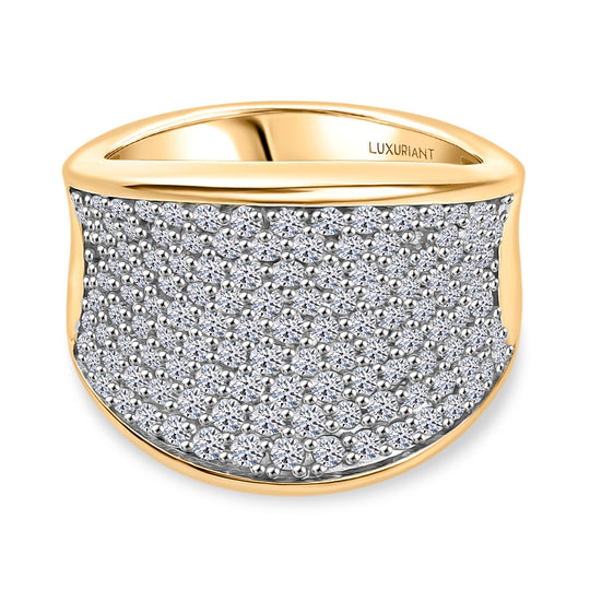 LUXURIANT DIAMANT - Lab Grown Diamant SI-GH SGL zertifiziert Ring 925 Silber 750 Gelbgold Vermeil (Größe 17.00) ca. 1,50 ct