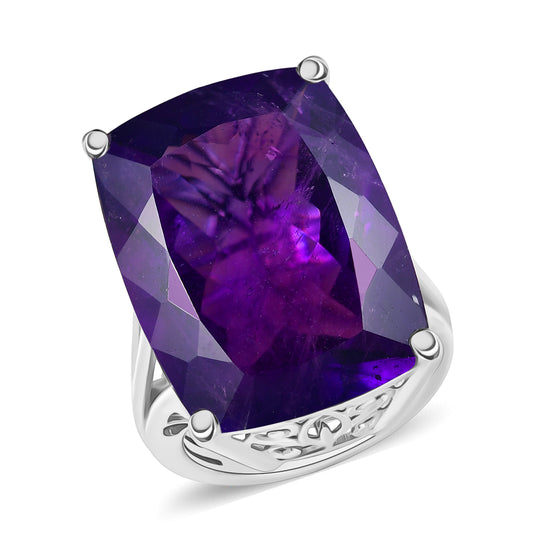 D'Joy AA Afrikanischer Amethyst Ring 925 Silber rhodiniert (Größe 18.00) ca. 39,21 ct