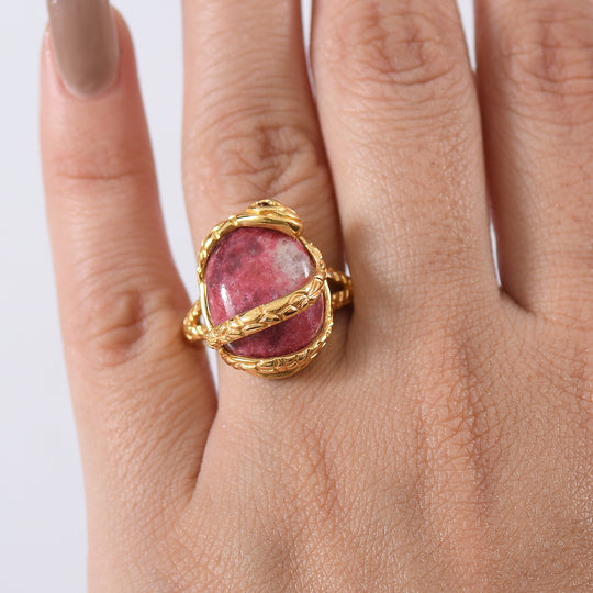 Thulit, Roter Granat Ring Nickelfreies Messing (Größe 18.00) ca. 15,75 ct