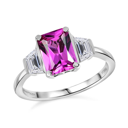 Luxuriant - AAA Lab Grown Rosa Saphir, Lab Grown Diamant Ring 950 Weiß Platin (Größe 18.00) ca. 2.29 ct