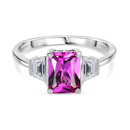 Luxuriant - AAA Lab Grown Rosa Saphir, Lab Grown Diamant Ring 950 Weiß Platin (Größe 18.00) ca. 2.29 ct