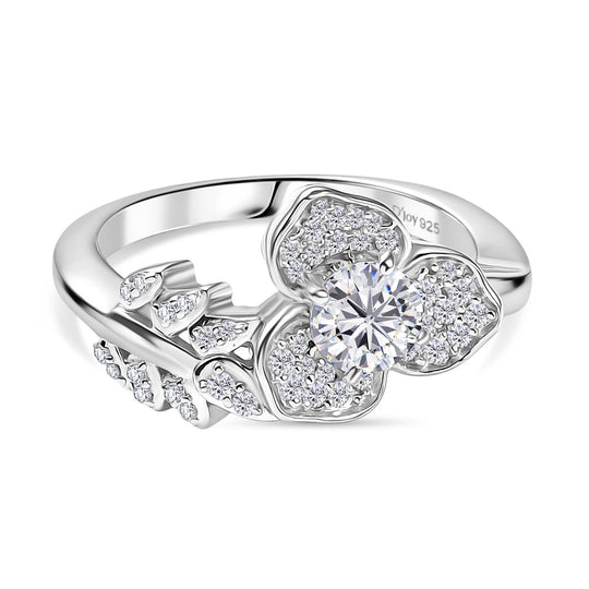 D'Joy Moissanit Ring 925 Silber rhodiniert (Größe 20.00) ca. 0.68 ct