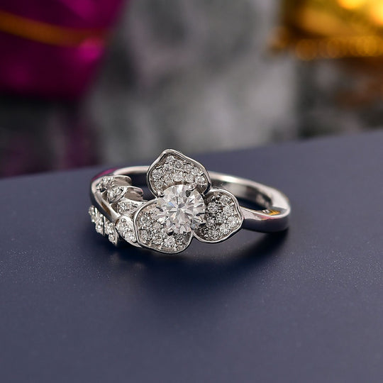 D'Joy Moissanit Ring 925 Silber rhodiniert (Größe 18.00) ca. 0.68 ct