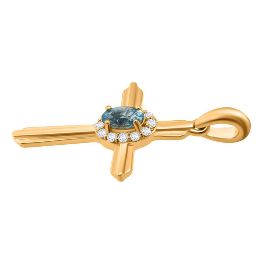 D'Joy AA Blauer Zirkon, Weißer Zirkon Anhänger 925 Silber vergoldet ca. 0.50 ct