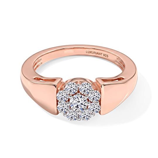LUXURIANT SI-GH Labor Diamant Ring, 925 Silber 750 Roségold Vermeil - 0,50 ct.