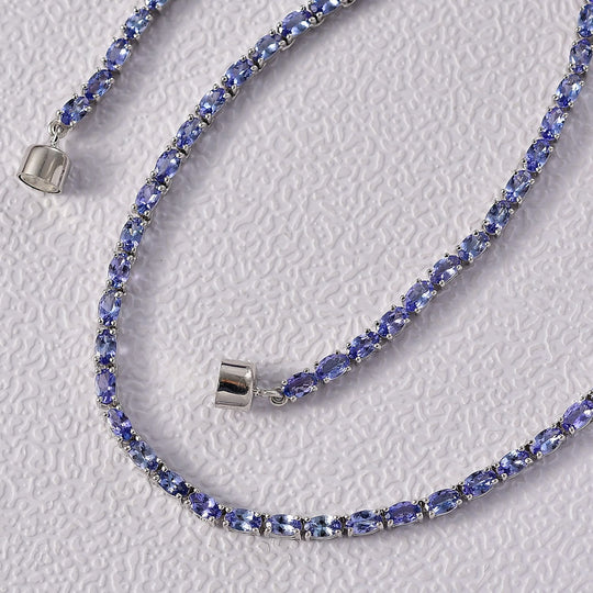 D'Joy Premium Tansanit Halskette ca. 45 cm 925 Silber rhodiniert ca. 18.92 ct