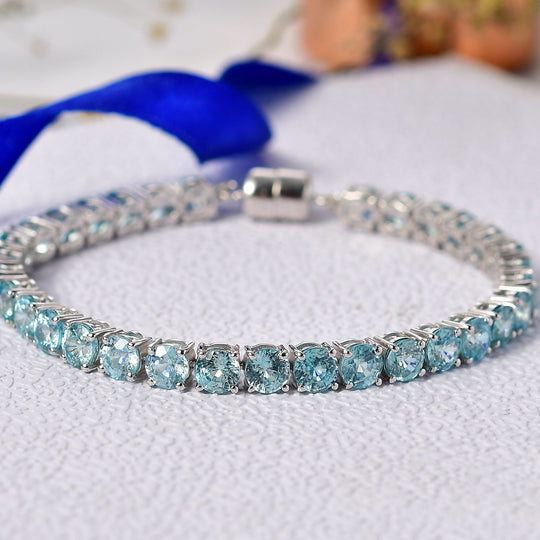 D'Joy AAA Blauer Zirkon Armband ca. 19 cm 925 Silber rhodiniert ca. 33.95 ct