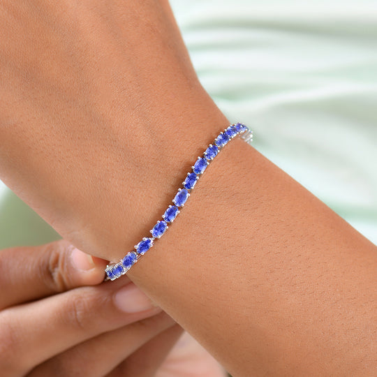 D'Joy Premium Tansanit Armband ca. 20 cm 925 Silber rhodiniert ca. 7.96 ct