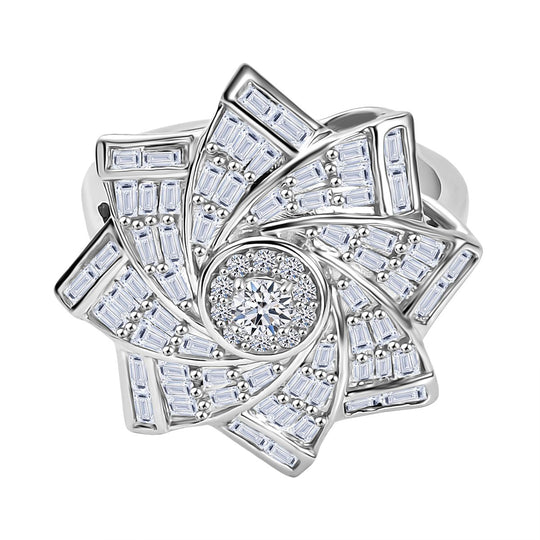 LUXURIANT DIAMOND - Lab Grown Diamant SI-GH SGL zertifiziert Ring 925 Silber rhodiniert (Größe 21.00) ca. 1.00 ct