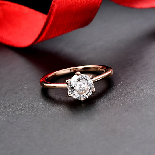 D'Joy 161 Facettiert Moissanit Ring 925 Silber 750 Gelbgold Vermeil (Größe 20.00) ca. 1,38 ct