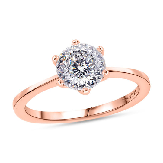 D'Joy 161 Facettiert Moissanit Ring 925 Silber 750 Gelbgold Vermeil (Größe 20.00) ca. 1,38 ct