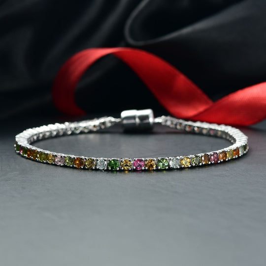 D'Joy AA Mehrfarbig-Turmalin Armband ca. 19 cm 925 Silber rhodiniert ca. 6,36 ct.