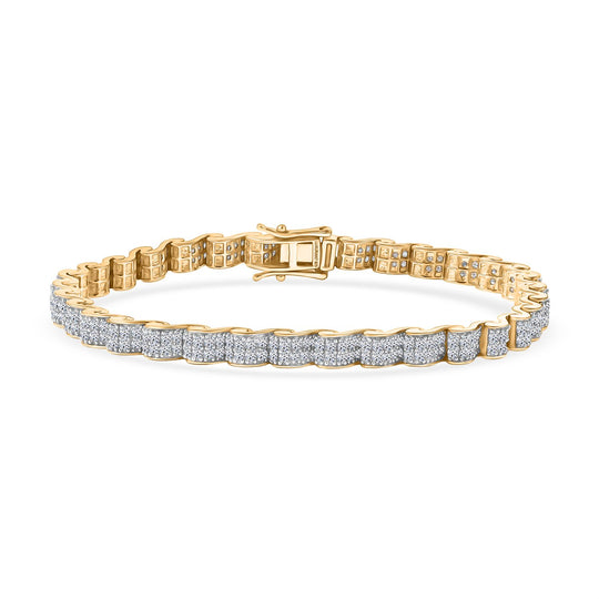 LUXURIANT DIAMANT - Lab Grown Diamant SI-GH SGL zertifiziert Armband ca. 20 cm 925 Silber 750 Gelbgold Vermeil ca. 4,50 ct.