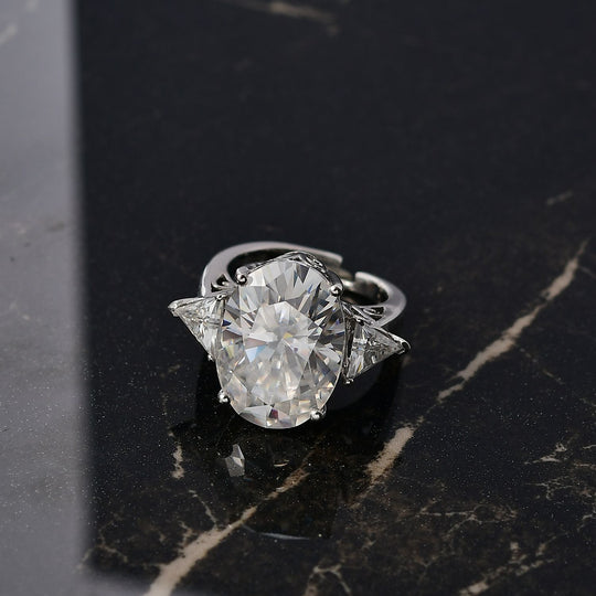 D'Joy Moissanit Ring 925 Silber rhodiniert (Größe 20.00) ca. 13,79 ct