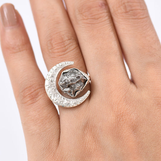 Muonionalusta Meteorit Ring 925 Silber rhodiniert (Größe 17.00) ca. 15.98 ct