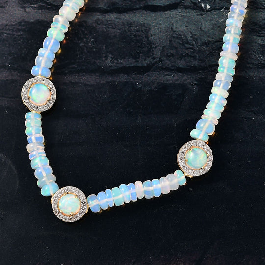 D'Joy AA Natürlicher, äthiopischer Welo Opal Armband ca. 19 cm 925 Silber 750 Gelbgold Vermeil ca. 22.94 ct