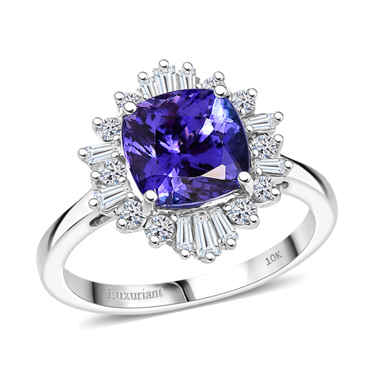 LUXURIANT (10-16 Werktage Lieferzeit) 2,56 ct. AA Tansanit und Labor Diamant Ring in 417 Weißgold
