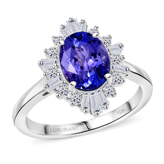 LUXURIANT (10-16 Werktage Lieferzeit) 2,51 ct. AA Tansanit und Labor Diamant Ring in 417 Weißgold