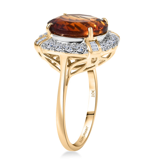 LUXURIANT 7,60 ct. AAA Madeira Citrin und Labor Diamant Ring in 417 Gold