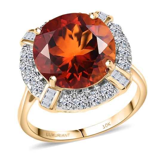 LUXURIANT 7,60 ct. AAA Madeira Citrin und Labor Diamant Ring in 417 Gold