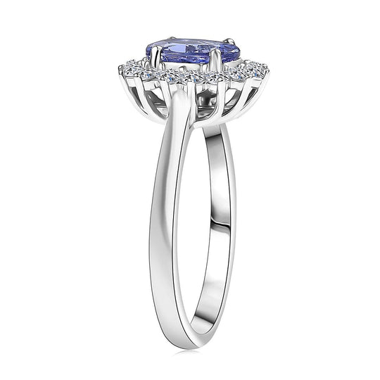Luxuriant - AAA Tansanit, Lab Grown Diamant AGI zertifiziert Ring 417 Gold (Größe 19.00) ca. 1.50 ct