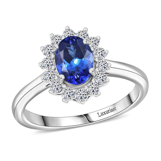Luxuriant - AAA Tansanit, Lab Grown Diamant AGI zertifiziert Ring 417 Gold (Größe 19.00) ca. 1.50 ct